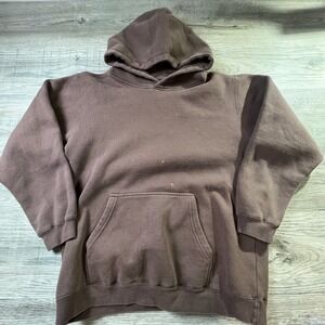 Weekendz Off Hoodie Mens Medium Brown Boxy Heavyweight Fleece‎ Pullover K32